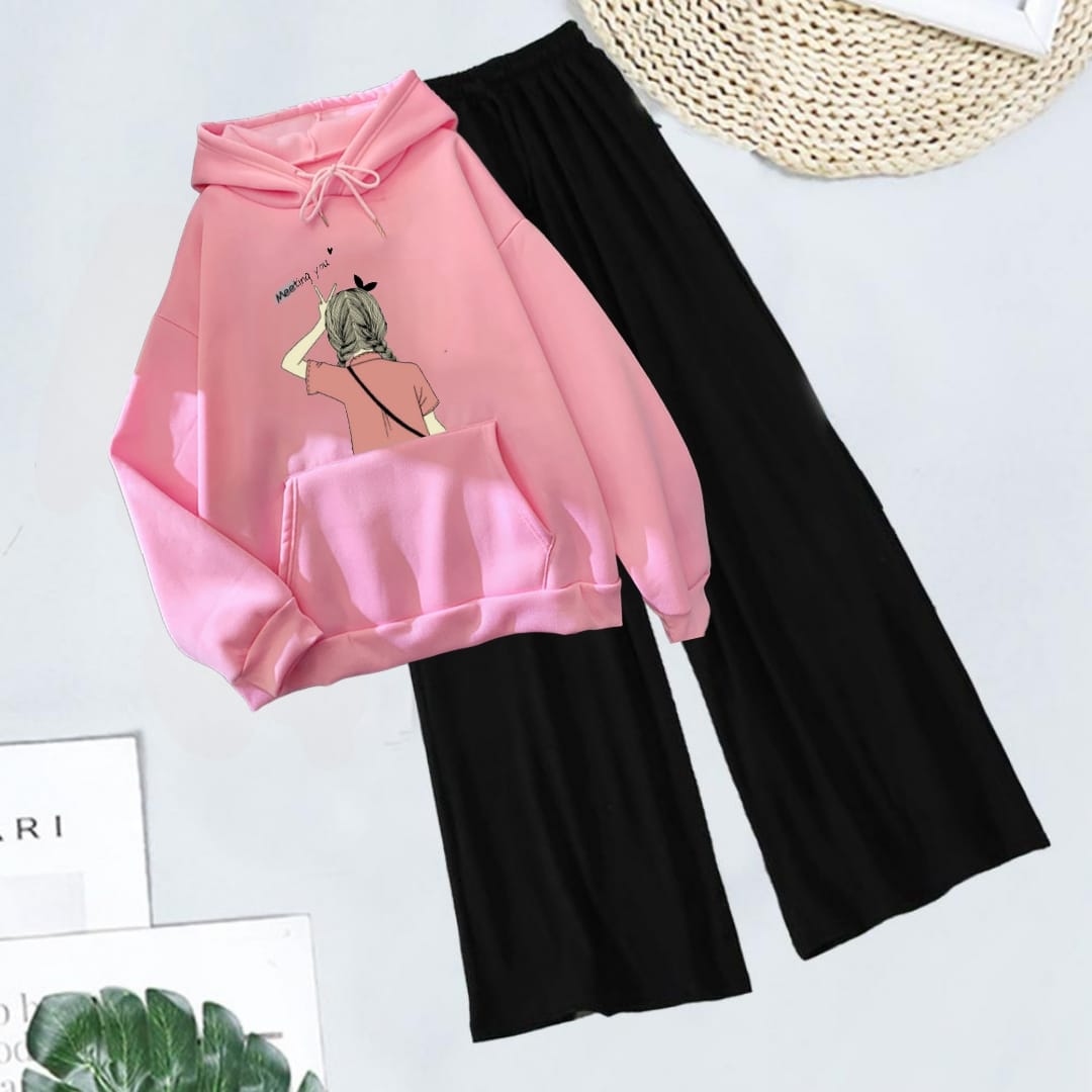 PINK HOODIE MEETING YOU - BLACK FLAPPER