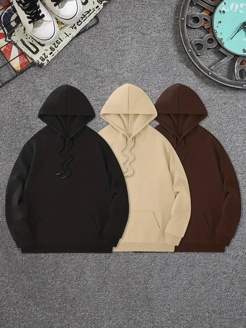 PACK OF 3 HOODIES BLACK - BEIGE - BROWN