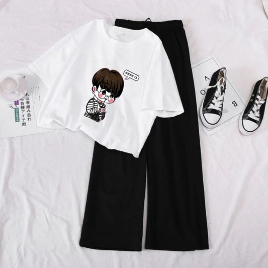 Black flapper - White Crop tee kookie