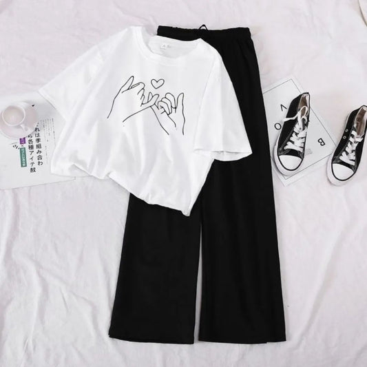 BLACK FLAPPER - White Crop tee Pinkey Promise