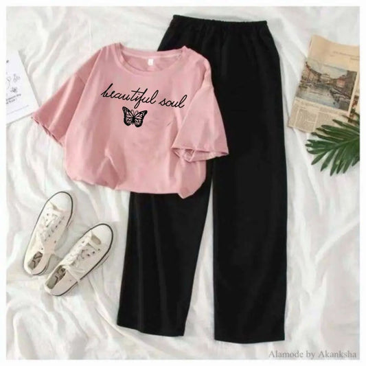 Black Flapper - Pink Crop tee beautiful soul Butterfly