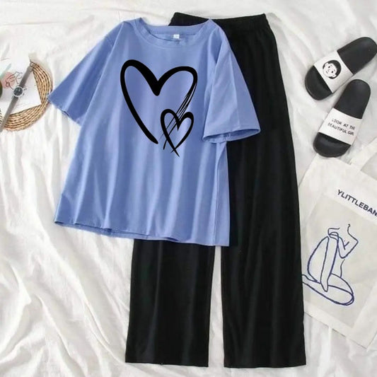 Black Flapper - Sky blue tee 2 hearts