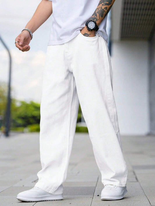 White Loose Fit Men's Denim Jeans