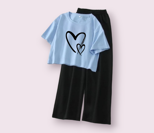 BLACK FLAPPER - SKY BLUE CROP TEE 2 HEARTS