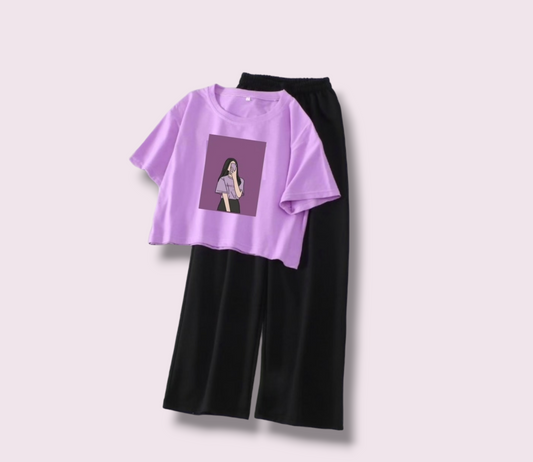 BLACK FLAPPER - LILAC CROP TEE SELFIE GIRL