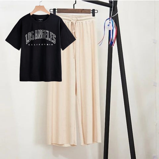 BEIGE FLAPPER - BLACK TEE LOSS ANGELES