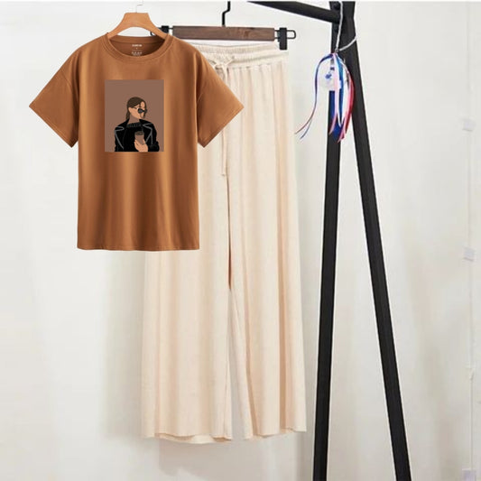 BEIGE FLAPPER - BROWN TEE COFFEE GIRL