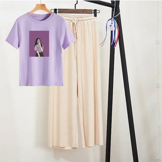 BEIGE FLAPPER - LILAC TEE SELFIE GIRL