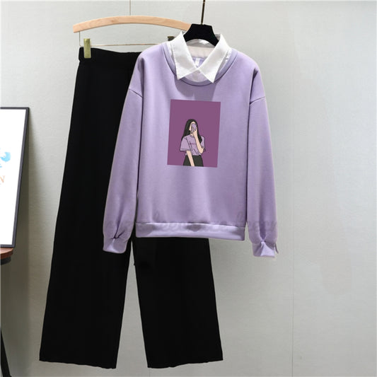 LILAC COLLAR SWEATSHIRT SELFIE GIRL - BLACK FLAPPER