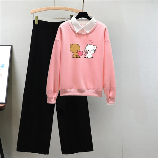 PINK COLLAR SWEATSHIRT PAIRS - BLACK FLAPPER