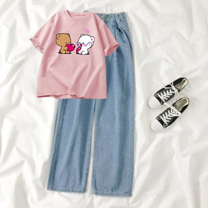 SKY BLUE WIDE LEG JEANS - PINK T-SHIRT PAIRS