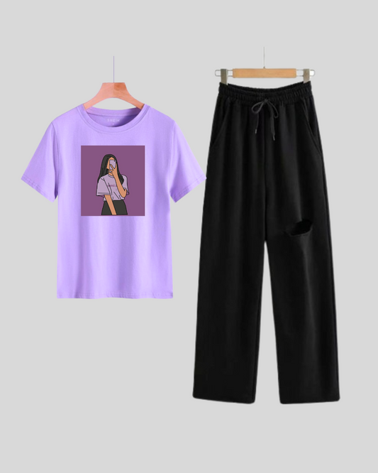 BLACK FLAPPER -LILAC TEE SELFIE GIRL