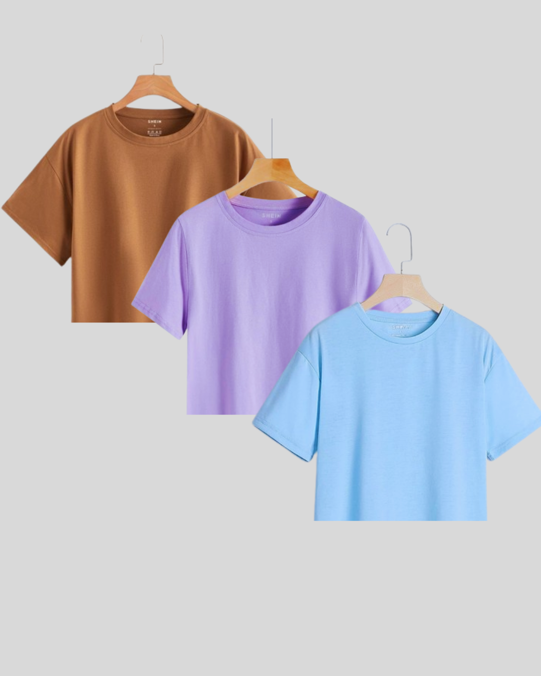 PACK OF 3 CROP BROWN - LILAC - SKY BLUE