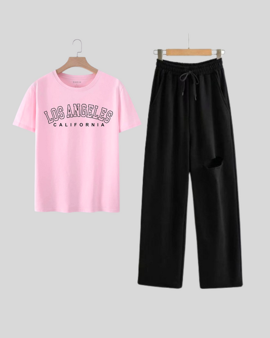 BLACK FLAPPER - BABY PINK TEE LOSS ANGELES