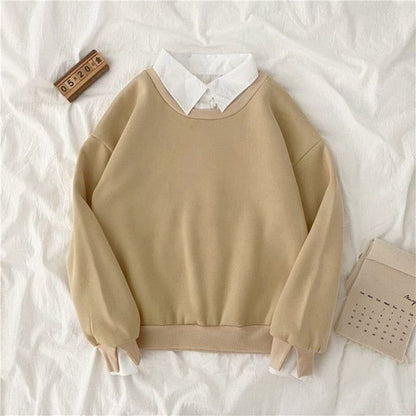 BEIGE COLLAR SWEATSHIRT