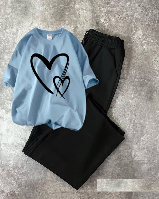 BLACK FLAPPER -SKY BLUE TEE 2 HEARTS