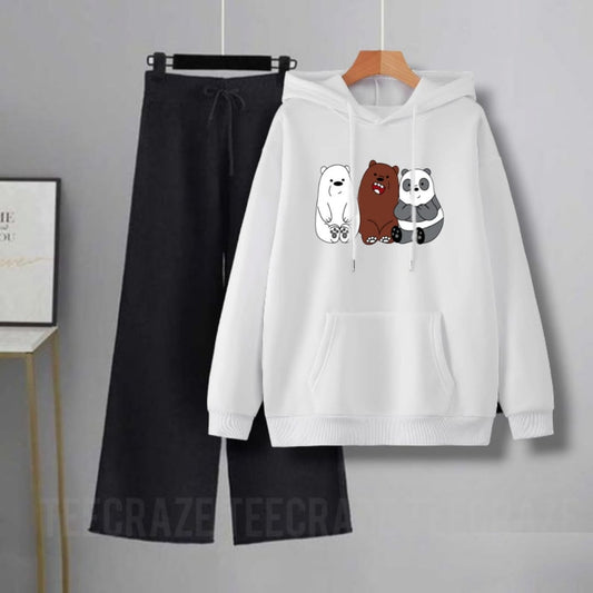 WHITE HOODIE 3 BEARS   - BLACK FLAPPER