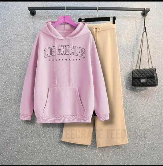 PINK HOODIE LOSS ANGELES -BEIGE FLAPPER