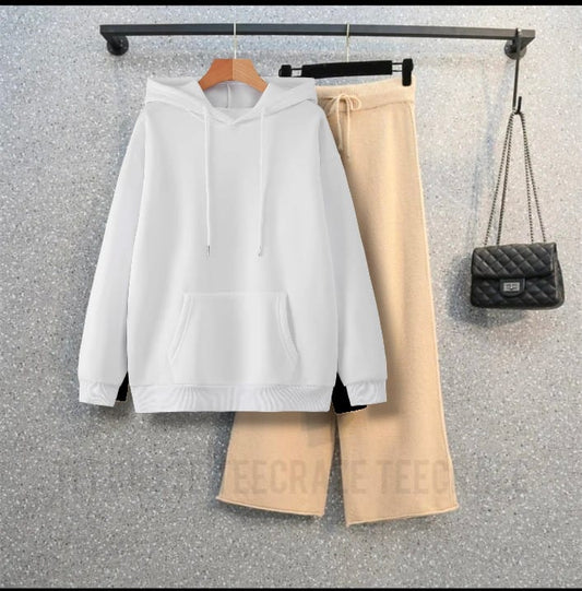 WHITE HOODIE-BEIGE FLAPPER