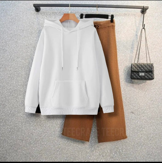 WHITE HOODIE-BROWN FLAPPER