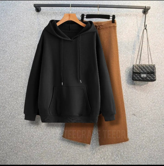 BLACK HOODIE-BROWN FLAPPER