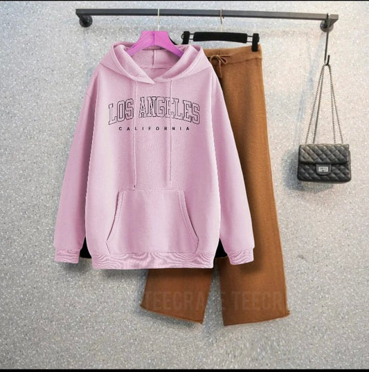 PINK HOODIE LOSS ANGELES -BROWN FLAPPER