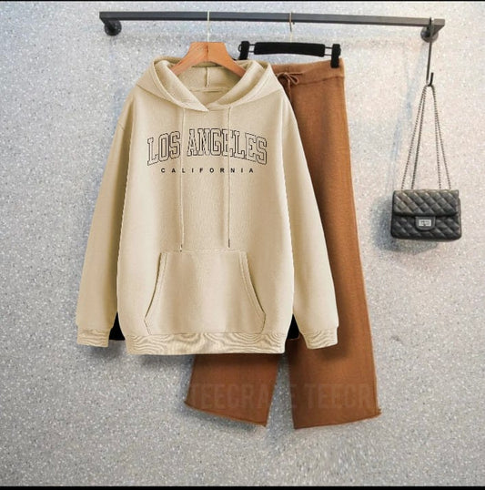 BEIGE HOODIE LOSS ANGELES -BROWN FLAPPER