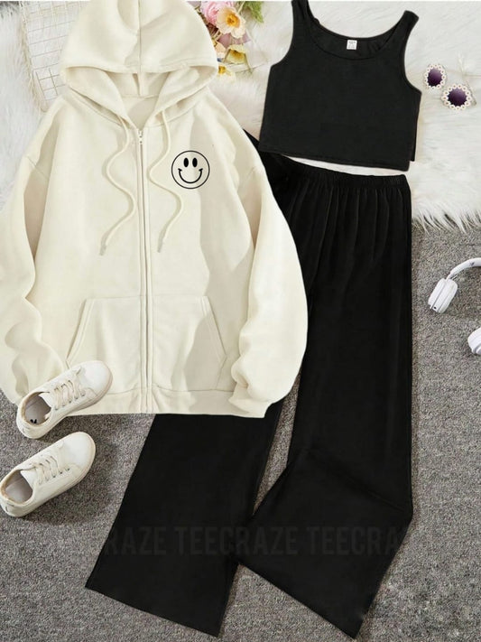 PACK OF 3 WINTER TRACKSUIT-BEIGE ZIPPER POC SMILE BLACK FLAPPER BLACK INNER