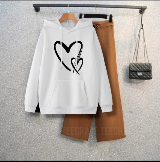 WHITE HOODIE 2 HEARTS -BROWN FLAPPER