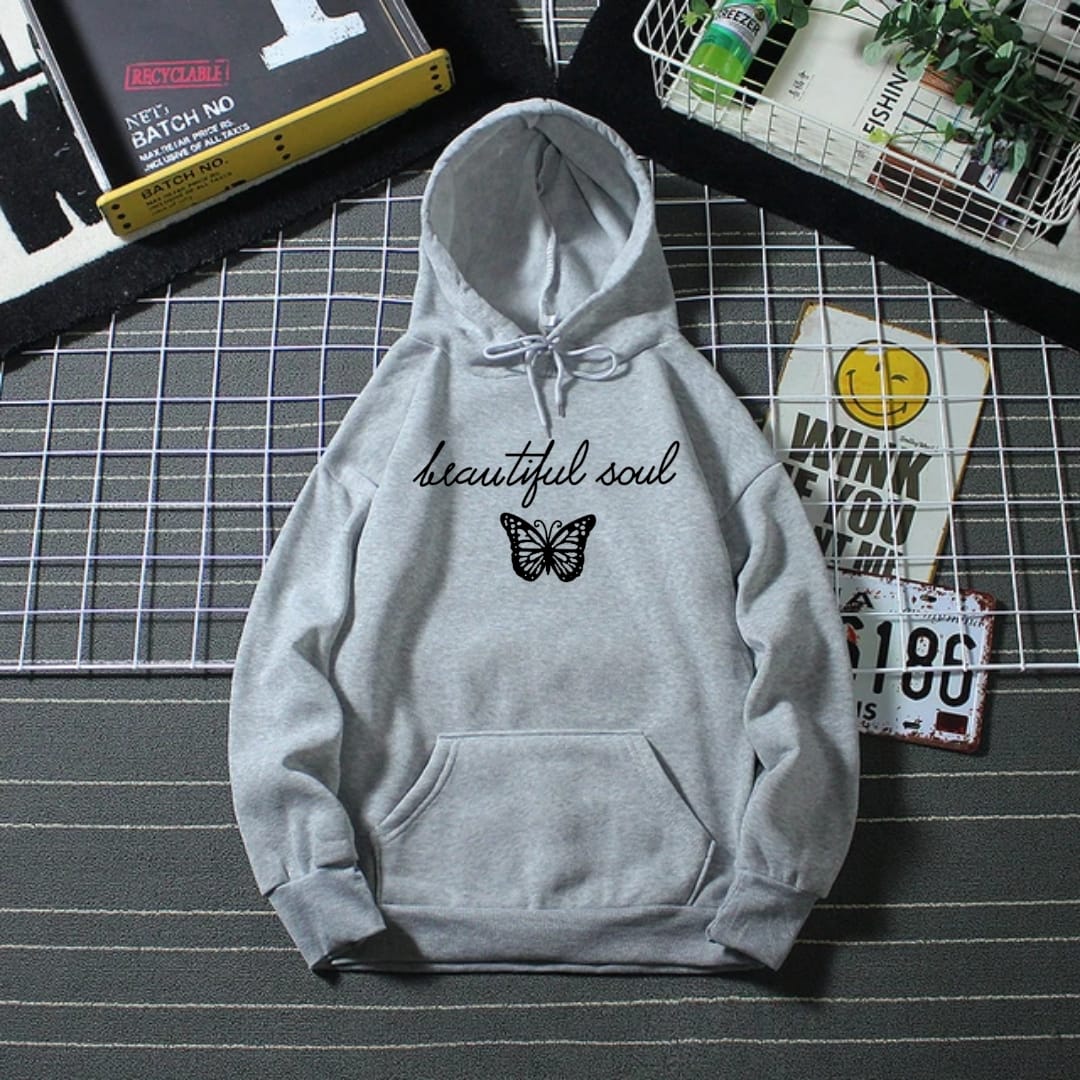 UNISEX  GREY HOODIE BEAUTIFULL SOUL