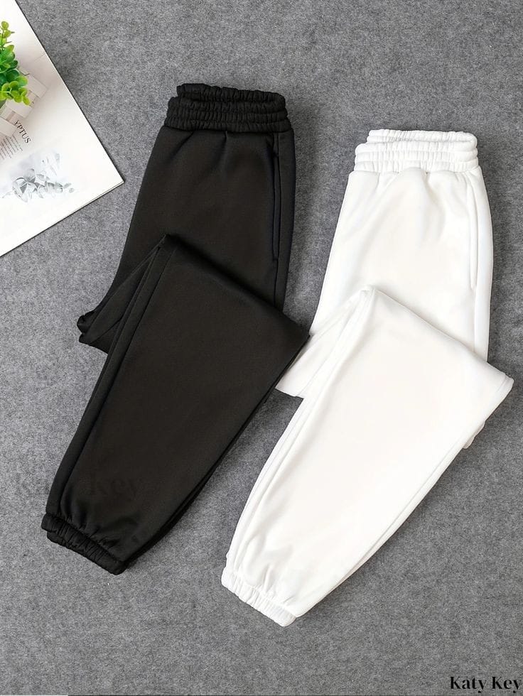 UNISEX PACK OF 2 TROUSER- BLACK -  WHITE